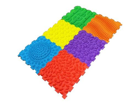 Massage Puzzle Floor Tiles – 6 Bright Colours-Playlearn,Rainbow Theme Sensory Room,SCOTEXCEL,Sensory Dens,Sensory Floor Tiles,Sensory Flooring,Tactile Toys & Books-Learning SPACE