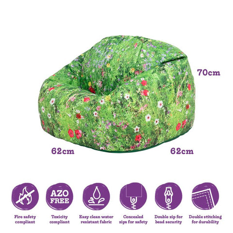 Meadow Children's Bean Bag Chair-Bean Bags,Bean Bags & Cushions,Chill Out Area,Dropship,Eden Learning Spaces,Nature Learning Environment,Nature Sensory Room,Nurture Room,Sensory Room Furniture,Wellbeing Furniture-Learning SPACE