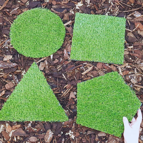 Mini Grass Shapes Set of 4-Atelier,EDUK8,Forest School & Outdoor Garden Equipment,Mats,Sensory Garden,Sit Mats-Learning SPACE
