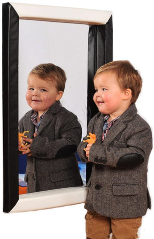 Mirror with Soft Frame (750x 550mm sq)-Dropship,Eco Friendly,excell2,Gifts For 1 Year Olds,Matrix Group,Sensory Mirrors,Soft Frame Mirrors-Black/White-M3020BW-Learning SPACE