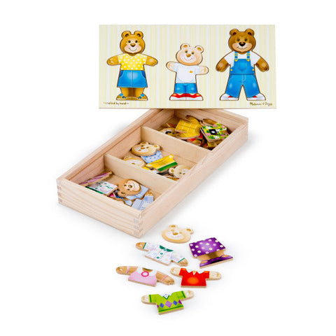 Mix 'n Match Wooden Bear Family Dress-Up Puzzle-13-99 Piece Jigsaw,Dress Up Costumes & Masks,Games & Toys,Imaginative Play,Maths,Primary Maths,Shape & Space & Measure,Sound. Peg & Inset Puzzles,Wooden Toys-Learning SPACE
