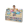 Modern Thrifty 6 Compartment Book Storage with 6 Clear Trays-Bookcases,Classroom Displays,Dropship,Shelves,Storage,Storage Bins & Baskets,Thrifty,Wellbeing Furniture-Learning SPACE