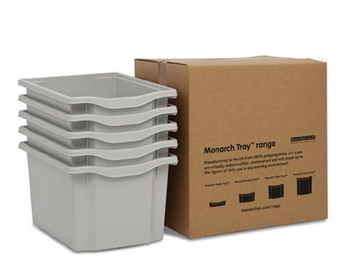 Monarch Trays Multi Packs-Dropship,Monarch UK,Trays-Triple (5 Pack)-Light Grey-MT003SET5CLGTGREY-Learning SPACE