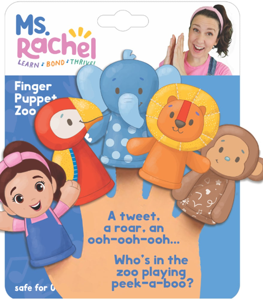 Ms. Rachel Zoo Song Finger Puppet Set-Baby & Toddler Gifts,Baby Sensory Toys,Baby Soft Toys,Baby Toys,Calming & Anxiety,Calming and Relaxation,Comfort Toys,Games & Toys,Ms. Rachel,Puppets & Theatres & Story Sets-Learning SPACE