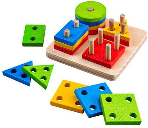 My First Four Shape Sorter-Additional Need, Baby Cause & Effect Toys, Bigjigs Toys, Fine Motor Skills, Gifts For 3-6 Months, Maths, Primary Maths, Shape & Space & Measure, Sound. Peg & Inset Puzzles, Stacking Toys & Sorting Toys, Stock-Learning SPACE