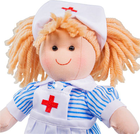Nancy Nurse Rag Doll - Soft and Cuddly Toy-Baby Soft Toys,Bigjigs Toys,Comfort Toys,Dolls & Doll Houses,Fire. Police & Hospital,Games & Toys,Gifts For 1 Year Olds,Gifts For 2-3 Years Old,Imaginative Play,Nurture Room,Plush,Puppets & Theatres & Story Sets,SCOTEXCEL,Stock-Learning SPACE