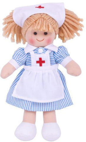 Nancy Nurse Rag Doll - Soft and Cuddly Toy-Baby Soft Toys,Bigjigs Toys,Comfort Toys,Dolls & Doll Houses,Fire. Police & Hospital,Games & Toys,Gifts For 1 Year Olds,Gifts For 2-3 Years Old,Imaginative Play,Nurture Room,Plush,Puppets & Theatres & Story Sets,SCOTEXCEL,Stock-Learning SPACE