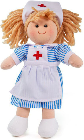 Nancy Nurse Rag Doll - Soft and Cuddly Toy-Baby Soft Toys,Bigjigs Toys,Comfort Toys,Dolls & Doll Houses,Fire. Police & Hospital,Games & Toys,Gifts For 1 Year Olds,Gifts For 2-3 Years Old,Imaginative Play,Nurture Room,Plush,Puppets & Theatres & Story Sets,SCOTEXCEL,Stock-Learning SPACE