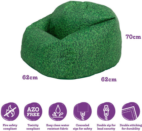 Natural Grass Children's Bean Bag-Bean Bags,Bean Bags & Cushions,Eden Learning Spaces,Gifts for 5-7 Years Old,Gifts for 8+,Nature Learning Environment,Nature Sensory Room,Nurture Room,Sensory Garden,Stock,Wellbeing Furniture-Learning SPACE