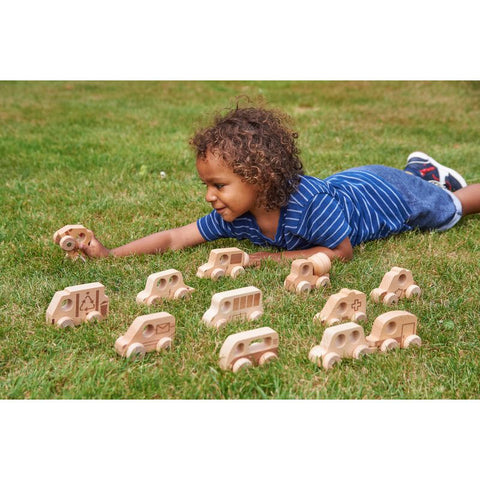 Natural Wooden Vehicles Set (12Pk)-Atelier,Cars & Transport,Cosy Direct,Small World,TickiT-Learning SPACE