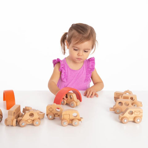 Natural Wooden Vehicles Set (12Pk)-Atelier,Cars & Transport,Cosy Direct,Small World,TickiT-Learning SPACE