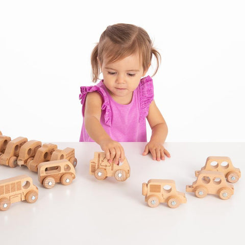 Natural Wooden Vehicles Set (12Pk)-Atelier,Cars & Transport,Cosy Direct,Small World,TickiT-Learning SPACE