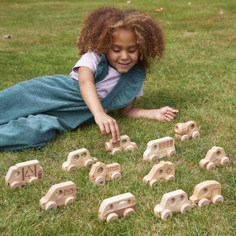 Natural Wooden Vehicles Set (12Pk)-Atelier,Cars & Transport,Cosy Direct,Small World,TickiT-Learning SPACE
