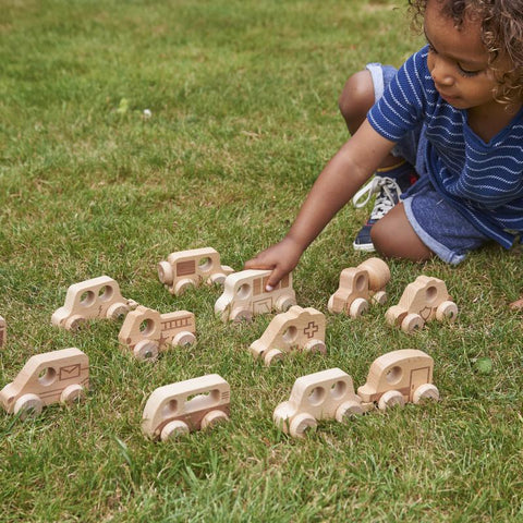Natural Wooden Vehicles Set (12Pk)-Atelier,Cars & Transport,Cosy Direct,Small World,TickiT-Learning SPACE