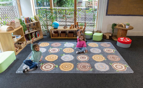 Natural World™ Tree Stump Placement 3x2m Carpet-Carpets, Mats & Rugs-Dropship,Kit For Kids,Mats & Rugs,Nature Sensory Room,Neutral Colour,Placement Carpets,Rectangular,Rugs,Wellbeing Furniture,World & Nature-Learning SPACE
