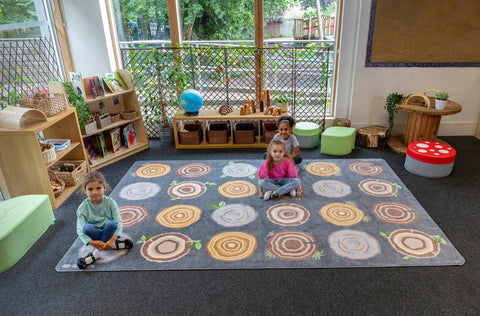 Natural World™ Tree Stump Placement 3x2m Carpet-Carpets, Mats & Rugs-Dropship,Kit For Kids,Mats & Rugs,Nature Sensory Room,Neutral Colour,Placement Carpets,Rectangular,Rugs,Wellbeing Furniture,World & Nature-Learning SPACE