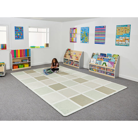 Neutral Squares Rug-Calming & Anxiety,Calming and Relaxation,Helps With,Mats & Rugs,Neutral Colour,Plain Carpet,Rectangular,Rugs,Sensory Flooring,Wellbeing Furniture-Learning SPACE