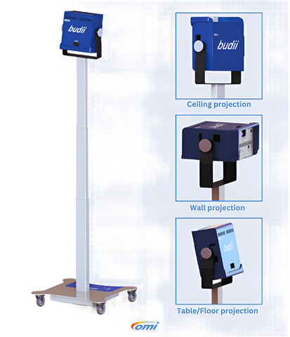 Omi Budii Interactive Projector with Flip Stand-Autism,Dementia,Immersive Interactive Spaces,OM Interactive,Portable Sensory Rooms,Sensory Projectors-Learning SPACE