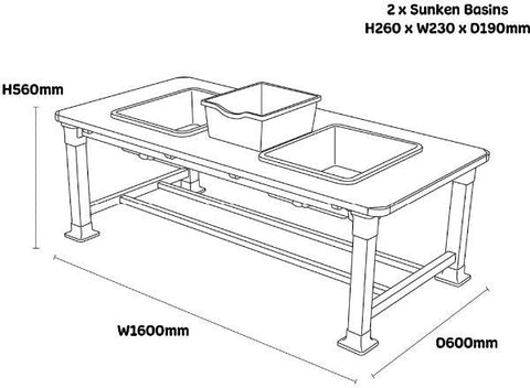 Outdoor Double Messy Table-Messy Play, Outdoor Sand & Water Play, Playground Equipment, Rectangular, S.T.E.M, Sand, Sand & Water, Science Activities, Sensory Garden, Stock, Table-Learning SPACE