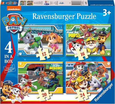 Paw Patrol 4 in Box (12, 16, 20, 24 Pieces) Jigsaw Puzzles-13-99 Piece Jigsaw,Games & Toys,Gifts For 2-3 Years Old,Gifts For 3-5 Years Old,Paw Patrol,Ravensburger Jigsaws-Learning SPACE
