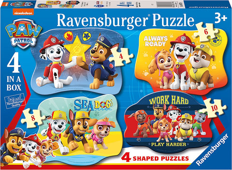 Paw Patrol 4 in a Box Shaped Puzzles (4, 6, 8, 10 Pieces) Jigsaw Puzzle-2-12 Piece Jigsaw,Games & Toys,Gifts For 2-3 Years Old,Paw Patrol,Ravensburger Jigsaws-Learning SPACE