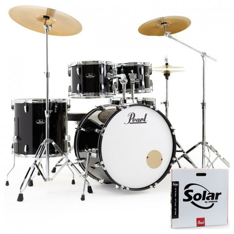 Pearl Roadshow Drum Set Kit 5pc USA Fusion Kit w/3 Sabian Cymbals, Jet Black-Musical Instruments-Dropship,Music,Musical Instruments,School Musical Instruments-Learning SPACE