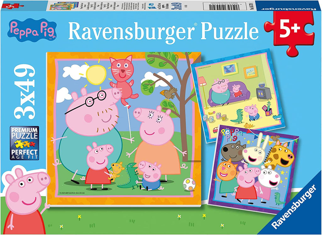 Peppa Pig 3 x 49 Piece Jigsaw Puzzle-13-99 Piece Jigsaw,Games & Toys,Gifts For 3-5 Years Old,Peppa Pig,Ravensburger Jigsaws,Sound. Peg & Inset Puzzles-Learning SPACE