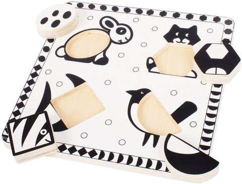 Pets Black & White Puzzle-2-12 Piece Jigsaw, Baby Wooden Toys, Bigjigs Toys, Sound. Peg & Inset Puzzles, Stock-Learning SPACE