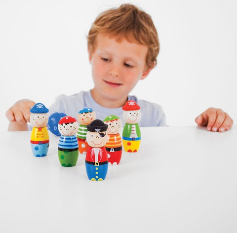 Pirate Skittles-Additional Need,Bigjigs Toys,Cause & Effect Toys,Dinosaurs. Castles & Pirates,Gifts For 2-3 Years Old,Gross Motor and Balance Skills,Imaginative Play,Playground Equipment,SCOTEXCEL,Seasons,Stock,Summer,Wooden Toys-Learning SPACE