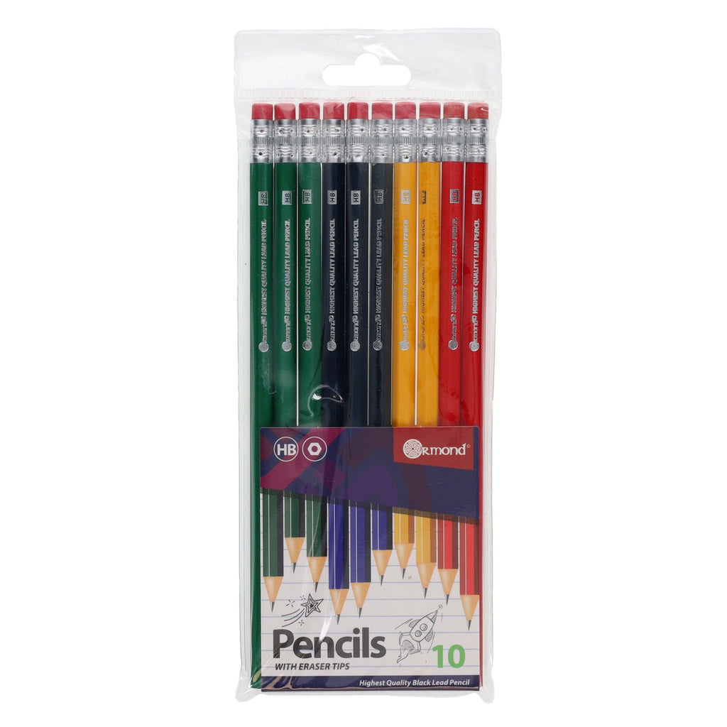 Pkt.10 Hb Rubber Tipped Pencils-Back To School,Handwriting,Left Handed,Stationery-Learning SPACE