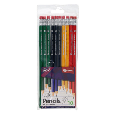 Pkt.10 Hb Rubber Tipped Pencils-Back To School,Handwriting,Left Handed,Stationery-Learning SPACE