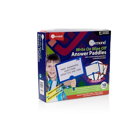 Pkt.10 Write On Wipe Off Answer Paddles-Calmer Classrooms,Classroom Packs,Mark Making,Ormond-Learning SPACE