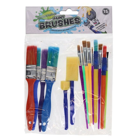 Pkt.15 Colourful Paint Brushes & Sponges Set-Art Materials, Arts & Crafts, Early Arts & Crafts, Painting Accessories, Primary Arts & Crafts-Learning SPACE