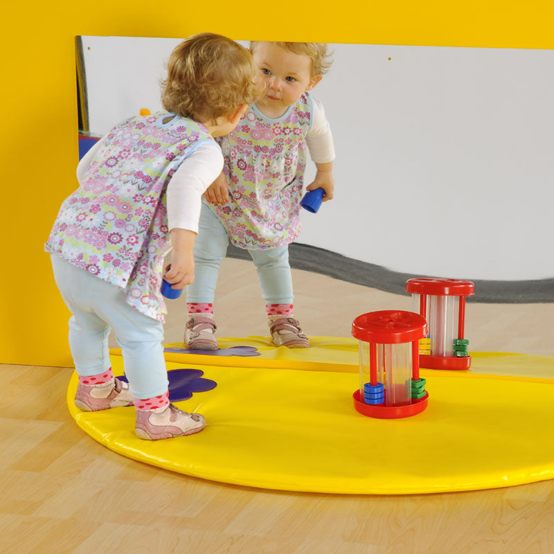 Plain Semi Circle Mat with Rectangular Mirror Set-AllSensory,Dropship,Floor Padding,Matrix Group,Padding for Floors and Walls,Sensory Mirrors,Soft Play Sets-Blue-PRM3051BL-Learning SPACE