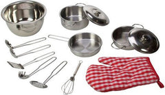 Play Kitchen - Stainless Steel Kitchenware Set-Bigjigs Toys, Calmer Classrooms, Gifts For 2-3 Years Old, Imaginative Play, Kitchens & Shops & School, Life Skills, Play Kitchen Accessories, Role Play, Stock-Learning SPACE