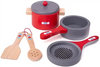 Play Kitchen - Wooden Cooking Pans-Bigjigs Toys,Calmer Classrooms,Discontinued,Gifts For 2-3 Years Old,Imaginative Play,Kitchens & Shops & School,Life Skills,Play Kitchen Accessories,Role Play,Stock,Wooden Toys-Learning SPACE