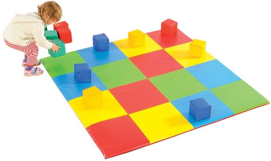 Play Mat - Patchwork Colour Squares (1.47M Sq)-Additional Need,AllSensory,Baby Sensory Toys,Down Syndrome,Dropship,Gross Motor and Balance Skills,Helps With,Mats,Mats & Rugs,Multi-Colour,Playmat,Playmats & Baby Gyms,Square,Stock-Learning SPACE