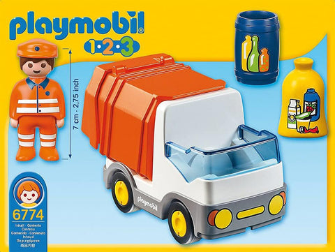 Playmobil® 1.2.3 Recycling Truck-Baby & Toddler Gifts,Cars & Transport,Games & Toys,Gifts For 1 Year Olds,Gifts For 3-5 Years Old,Imaginative Play,Playmobil,Small World-Learning SPACE
