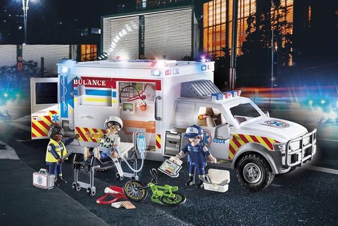 Playmobil® Ambulance with Lights and Sound-Cars & Transport,Fire. Police & Hospital,Games & Toys,Gifts for 5-7 Years Old,Imaginative Play,Playmobil,Primary Games & Toys,Small World-Learning SPACE