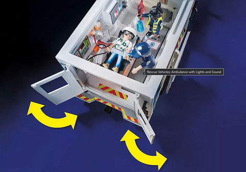 Playmobil® Ambulance with Lights and Sound-Cars & Transport,Fire. Police & Hospital,Games & Toys,Gifts for 5-7 Years Old,Imaginative Play,Playmobil,Primary Games & Toys,Small World-Learning SPACE