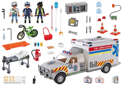 Playmobil® Ambulance with Lights and Sound-Cars & Transport,Fire. Police & Hospital,Games & Toys,Gifts for 5-7 Years Old,Imaginative Play,Playmobil,Primary Games & Toys,Small World-Learning SPACE
