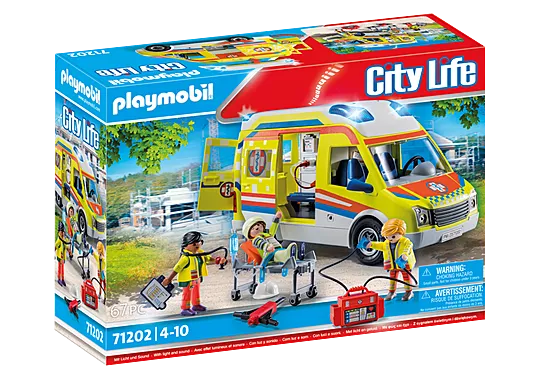 Playmobil® City Life Ambulance with Lights and Sound-Fire. Police & Hospital,Games & Toys,Gifts for 5-7 Years Old,Imaginative Play,Playmobil,Primary Games & Toys,Small World-Learning SPACE