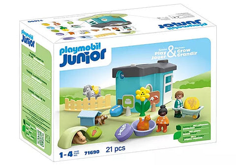 Playmobil® JUNIOR: Animal Home with Treat Dispenser-Animals,Farms & Construction,Games & Toys,Gifts for 5-7 Years Old,Imaginative Play,Playmobil,Primary Games & Toys,Small World-Learning SPACE