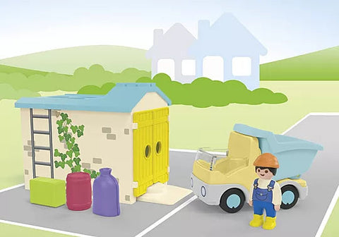 Playmobil® JUNIOR: Construction Truck with Garage-Engineering & Construction,Games & Toys,Gifts for 5-7 Years Old,Imaginative Play,Playmobil,Primary Games & Toys,Small World-Learning SPACE