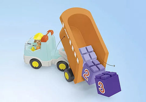 Playmobil® JUNIOR: Dump Truck-Fire. Police & Hospital,Games & Toys,Gifts for 5-7 Years Old,Imaginative Play,Playmobil,Primary Games & Toys,Small World-Learning SPACE