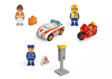 Playmobil® JUNIOR: Everyday Heroes-Fire. Police & Hospital,Games & Toys,Gifts for 5-7 Years Old,Imaginative Play,Playmobil,Primary Games & Toys,Small World-Learning SPACE