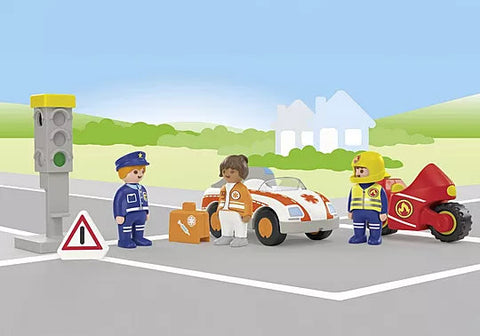 Playmobil® JUNIOR: Everyday Heroes-Fire. Police & Hospital, Gifts for 5-7 Years Old, Imaginative Play, Playmobil, Primary Games & Toys, Small World-Learning SPACE