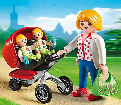 Playmobil® Mother with Twin Stroller Toy-Calming & Anxiety,Calming and Relaxation,Games & Toys,Helps With,Imaginative Play,Playmobil,Small World-Learning SPACE