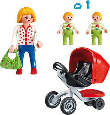 Playmobil Mother with Twin Stroller Park Adventure Playset