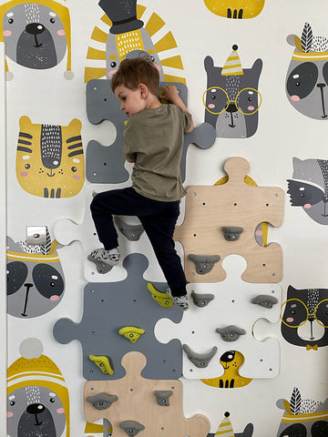 Puzzle Shaped Indoor Climbing Wall-Additional Need,Balancing Equipment,Gross Motor and Balance Skills,Helps With,Sensory Climbing Equipment-Natural-White-PSCWNATURALWHITE-Learning SPACE